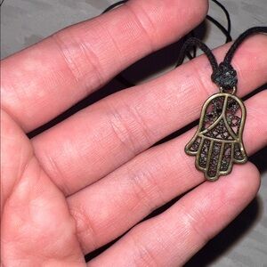 Hamsa Protection Cotton Cord Necklace